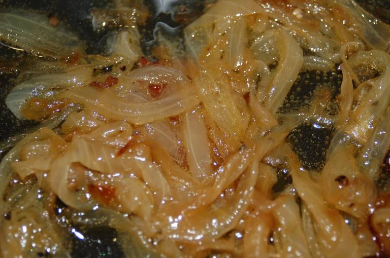 The caramelized onions will be very sweet so a little bit added to the pizza will go a long way.