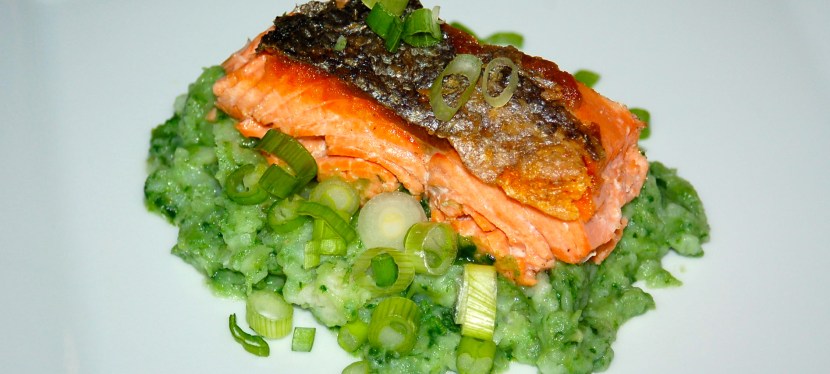 Crispy Salmon and Colcannon (Irish Potatoes with Cabbage, Kale and&nbsp;Leeks)
