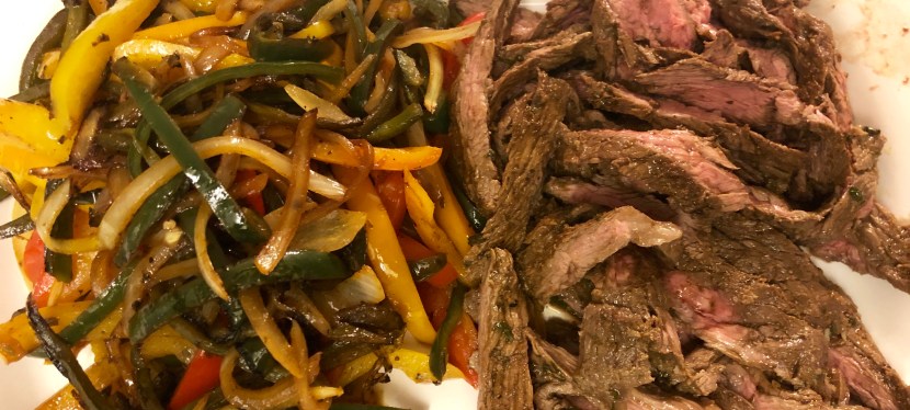 Beef Fajitas with Poblano Peppers, Bell Peppers and Onions